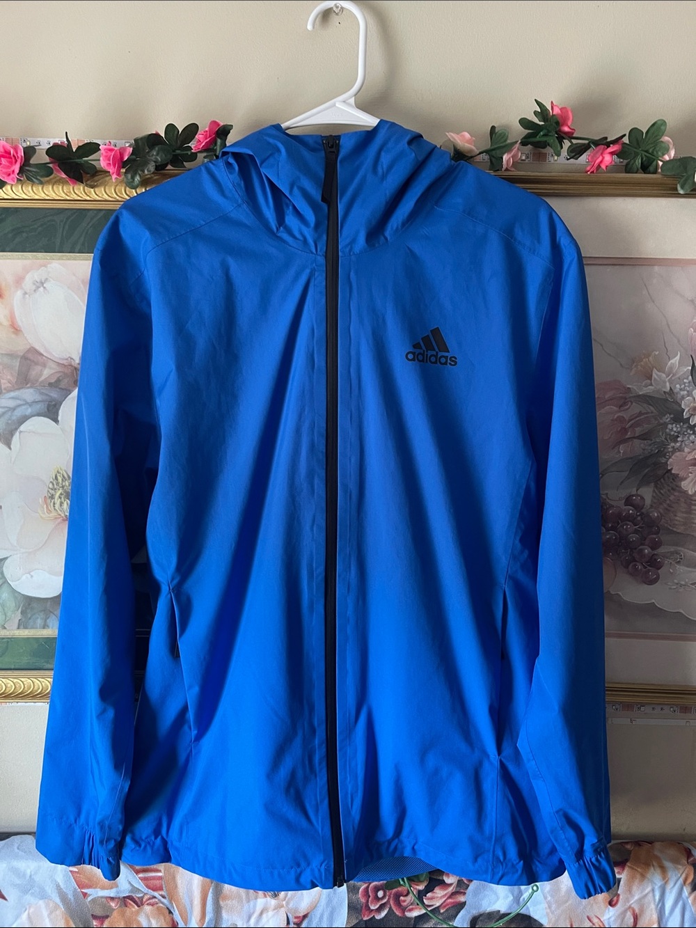 adidas Blue Hooded Windbreaker Jacket RAIN.RDY
